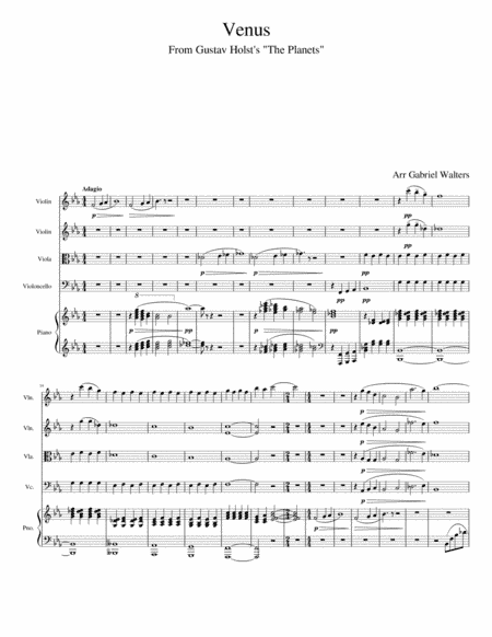 Venus for Piano Quintet from The Planets (arr. Gabriel Walters)