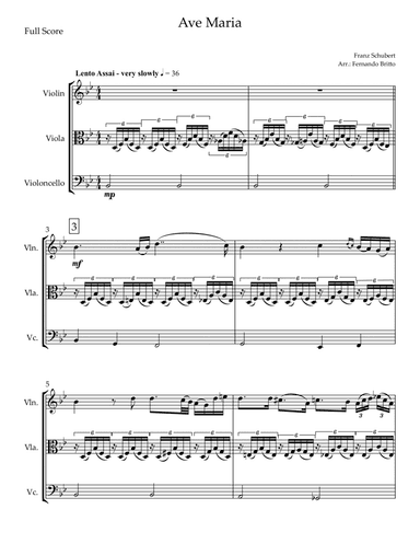 Ave Maria (Franz Schubert) for String Trio (arr. Fernando Britto)
