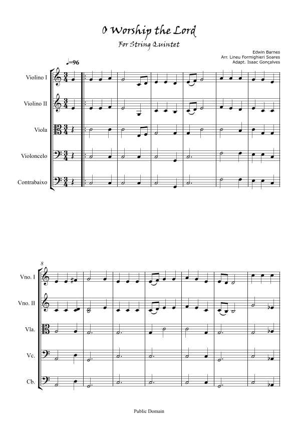 O Worship the Lord - Score Only (arr. Isaac Gonçalves)