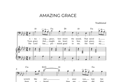 AMAZING GRACE - for piano and baritone in Ab major with chords (arr. Alex Nunes Rodrigues)