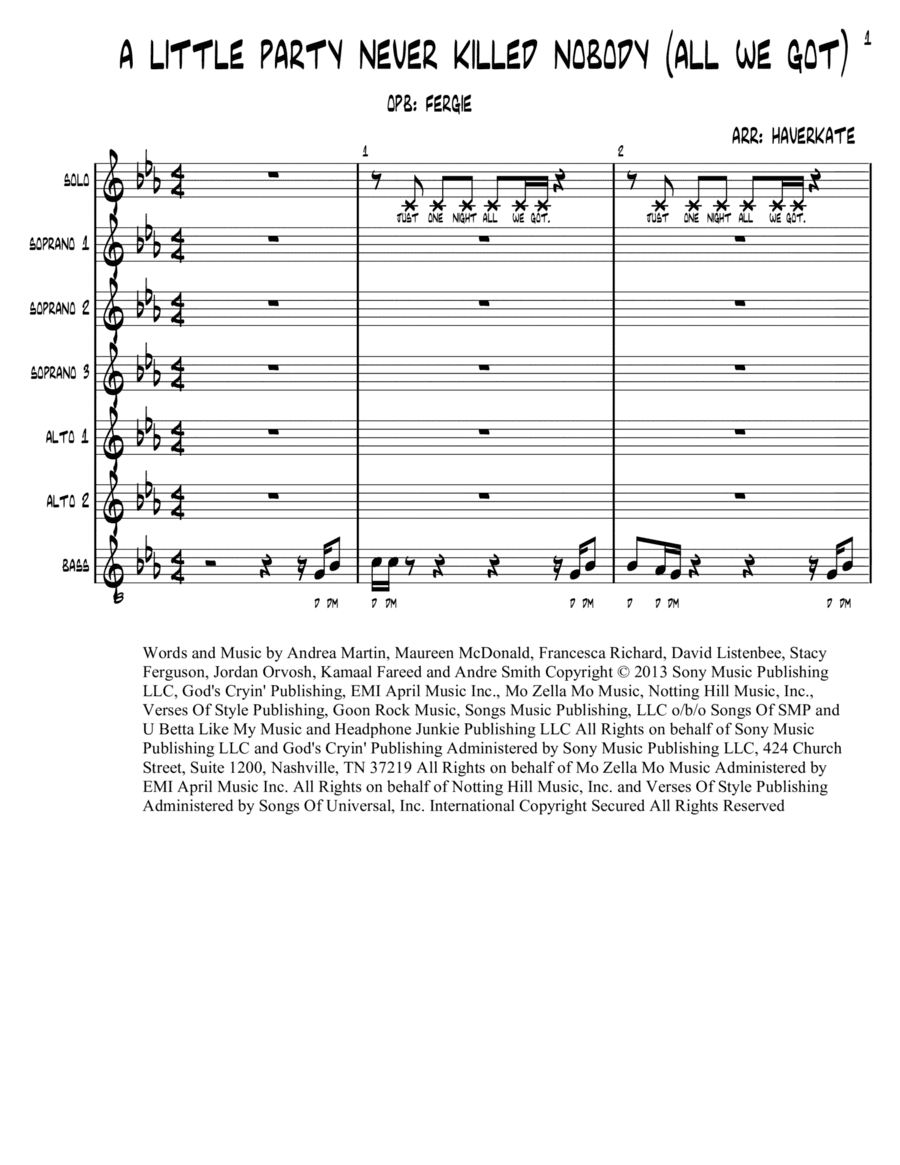 A Little Party Never Killed Nobody (all We Got) (arr. Brian Haverkate)