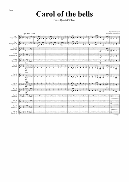 Carol of the Bells - Pentatonix style - Brass Ensemble - Eb (arr. Thomas H. Graf)