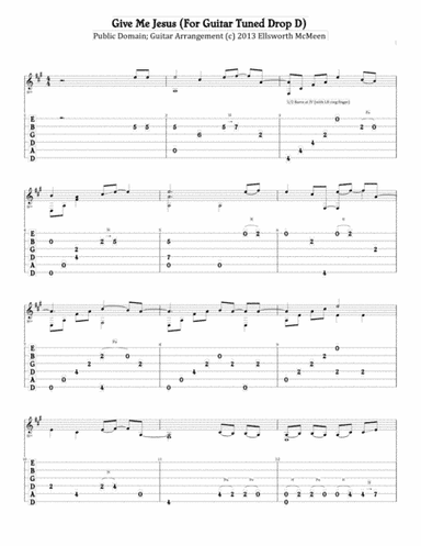 Give Me Jesus (For Fingerstyle Guitar Tuned Drop D) (arr. Ellsworth McMeen)
