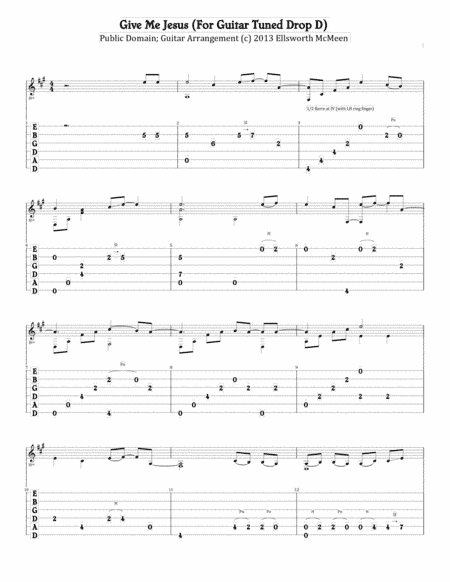 Give Me Jesus (For Fingerstyle Guitar Tuned Drop D) (arr. Ellsworth McMeen)