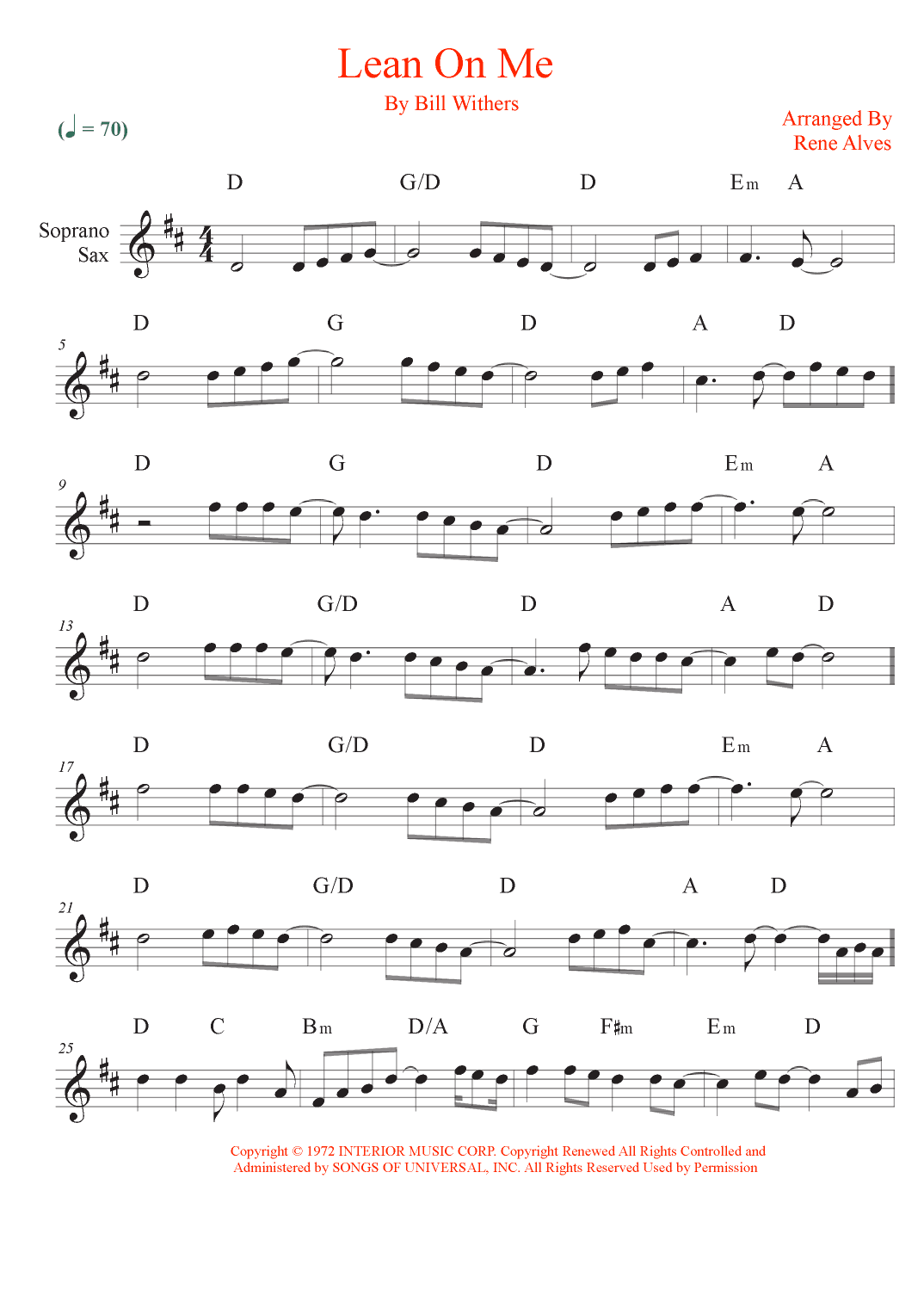 Lean On Me (arr. Rene Alves)