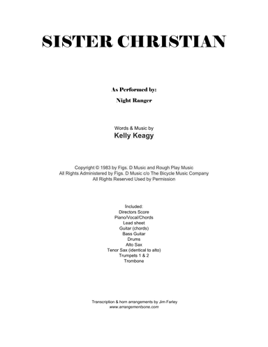 Sister Christian (arr. jfarley@arrangementsone.com)