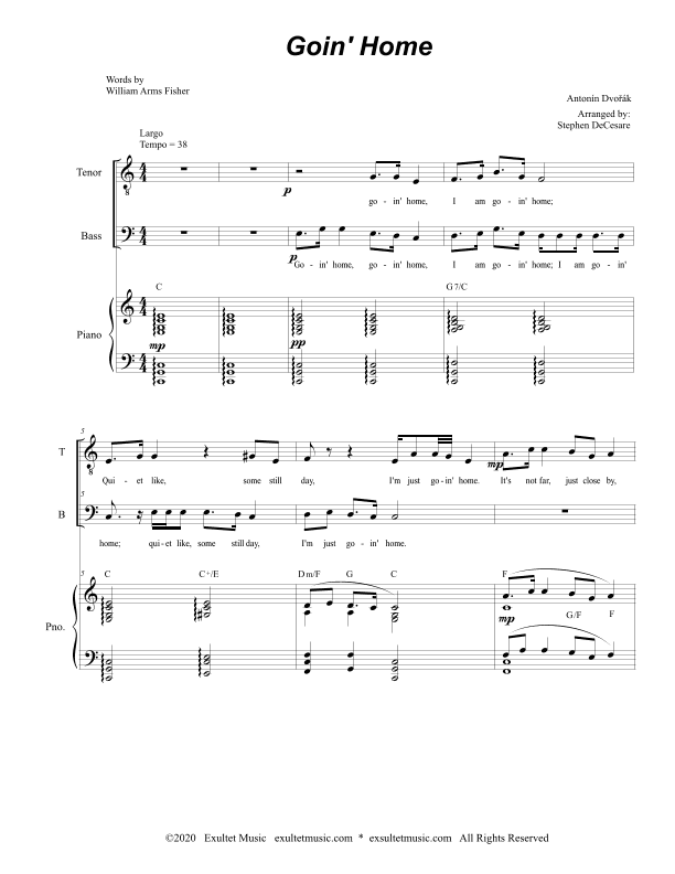 Goin' Home (for 2-part choir - (TB) (arr. Stephen DeCesare)