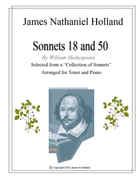 Two Shakespeare Sonnets, Art Songs for Tenor,  "Summers Day" and "How Heavy Do I Journey"