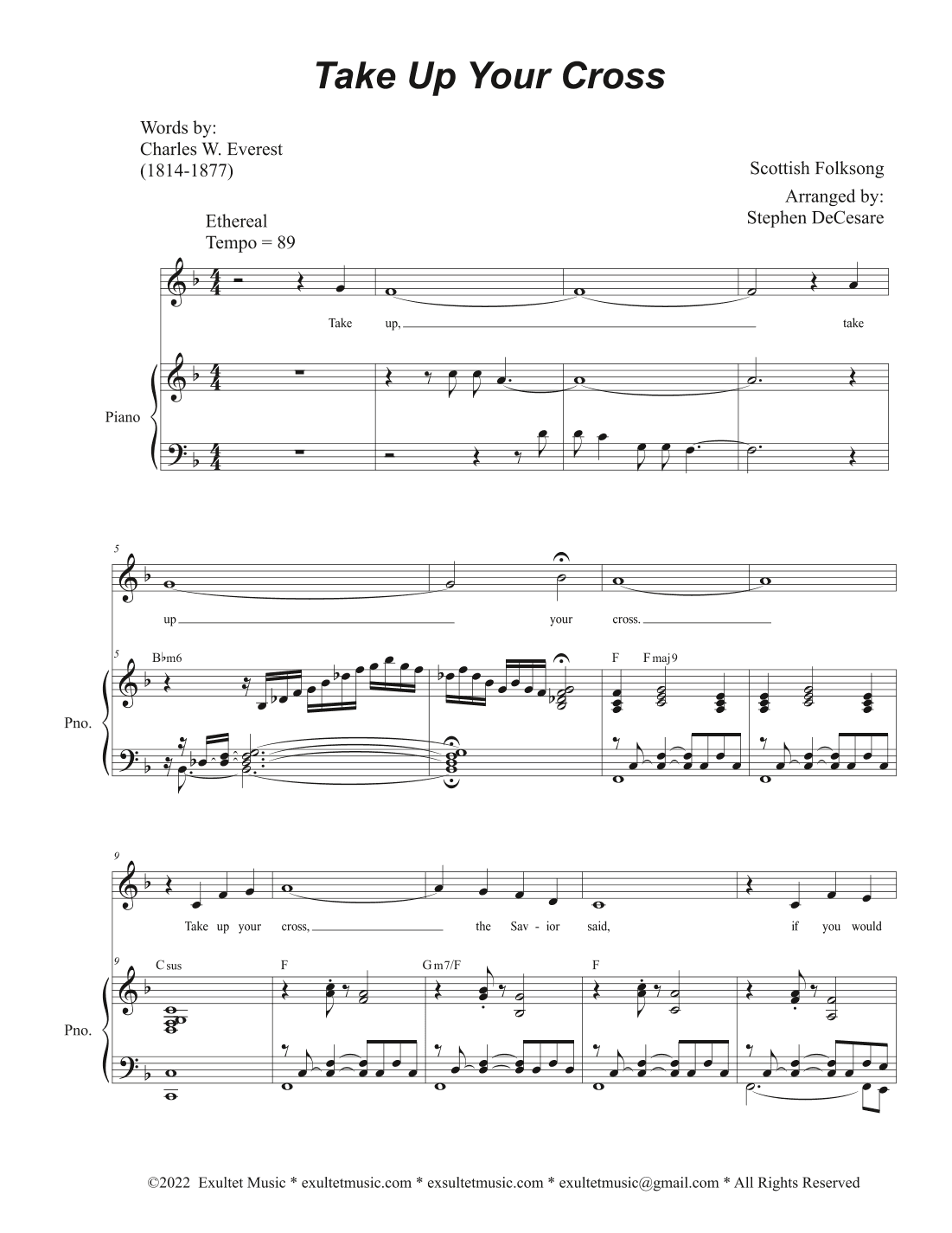 Take Up Your Cross (Unison choir - (Medium Key) (arr. Stephen DeCesare)
