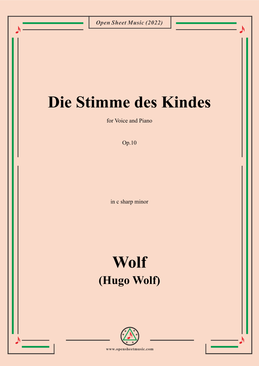 Wolf-Die Stimme des Kindes,in c sharp minor,Op.10(IHW 39) (arr. OSM Press)