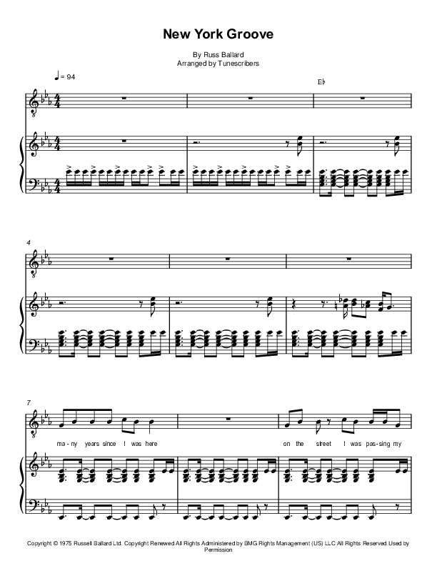 New York Groove (arr. Tunescribers)