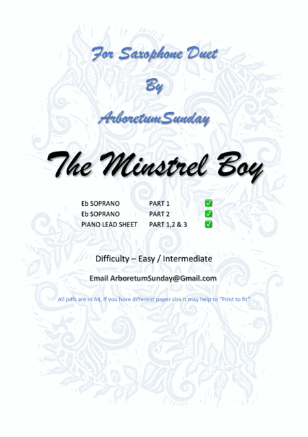 The Minstrel Boy Duet Eb Saxophone with Piano Acc. (arr. ArboretumSunday)