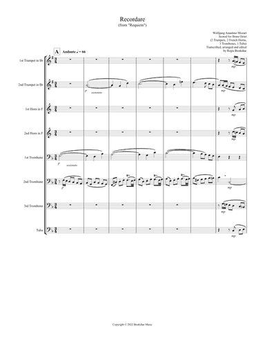 Recordare (from "Requiem") (F) (Brass Octet - 2 Trp, 2 Hrn, 3 Trb, 1 Tuba) (arr. Regis Bookshar)