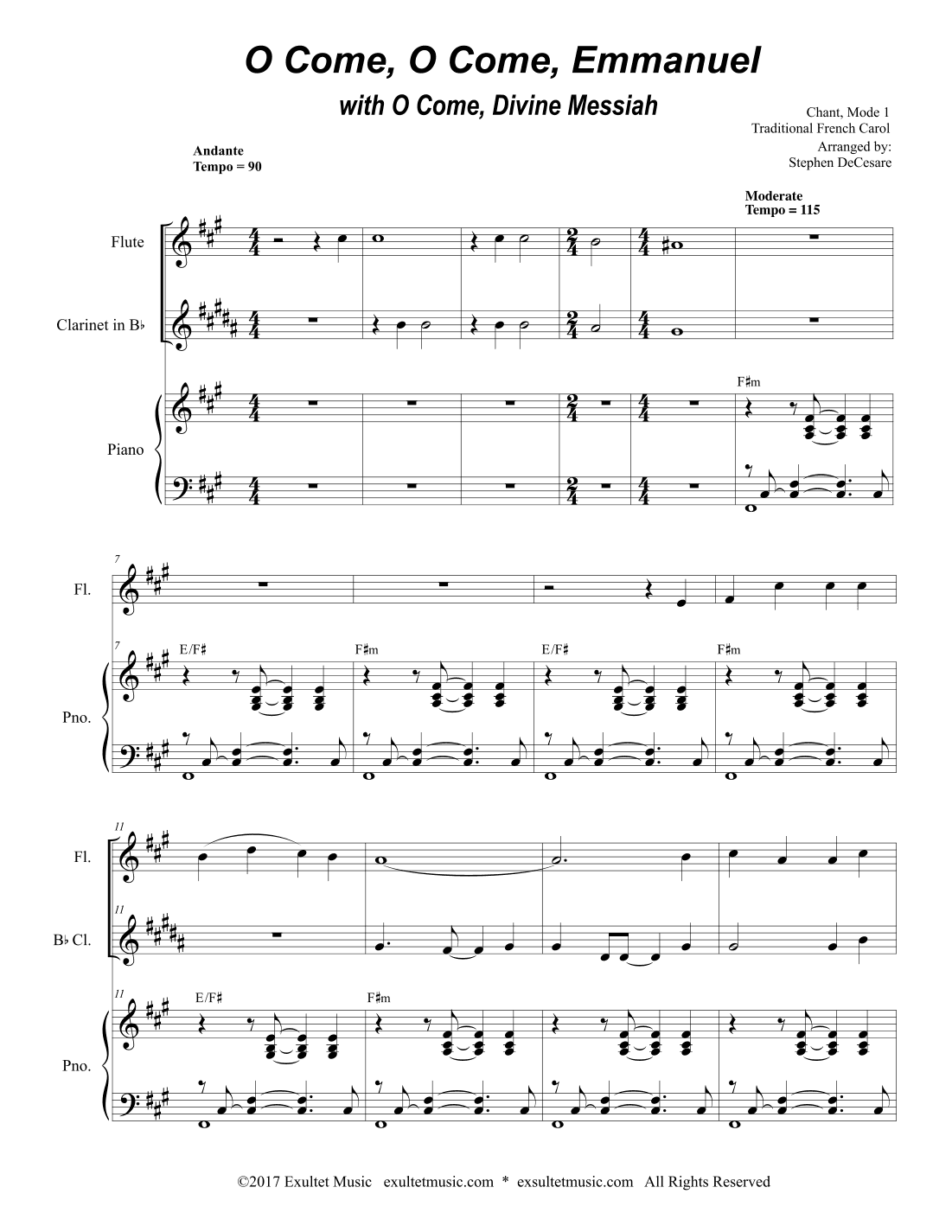 O Come, O Come, Emmanuel (with "O Come, Divine Messiah") (Duet for Flute and Bb-Clarinet) (arr. Stephen DeCesare)
