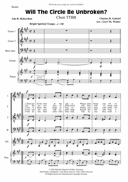 Will The Circle Be Unbroken? (arr. Gert Th. Walter)