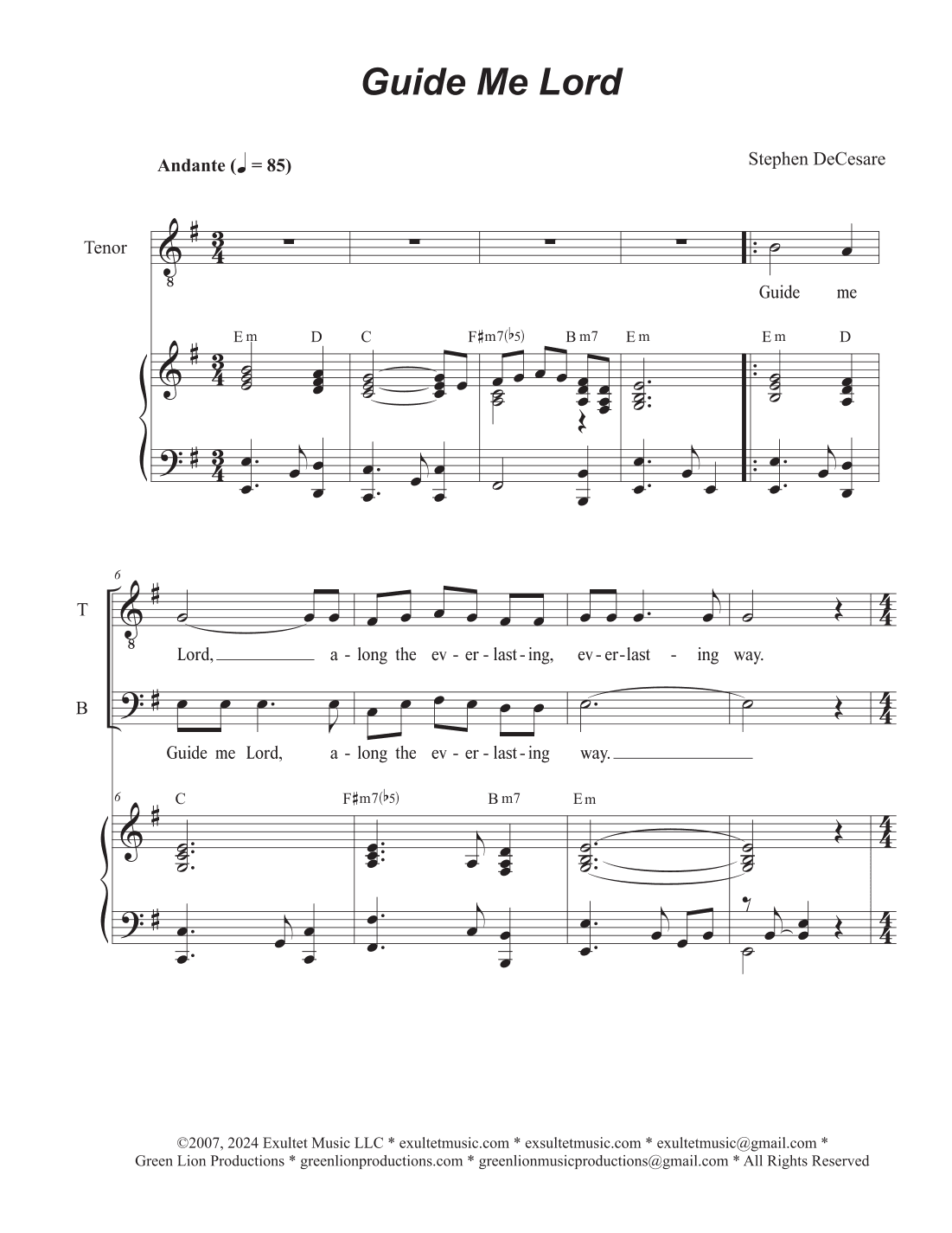 Guide Me Lord (Duet for Tenor and Bass solo)