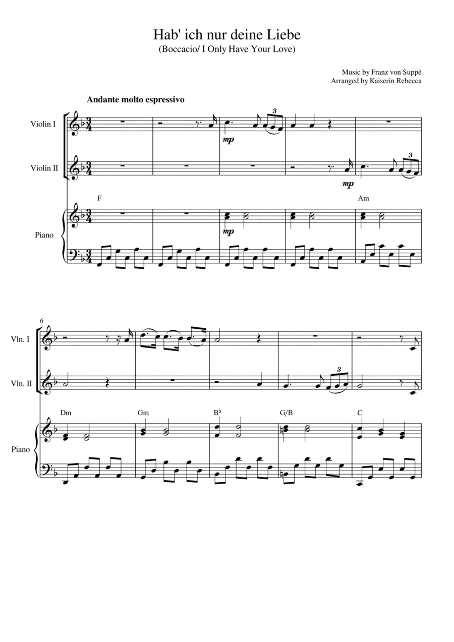 Hab' ich nur deine Liebe (Boccacio/ I Only Have Your Love) (arr. Kaiserin Rebecca)