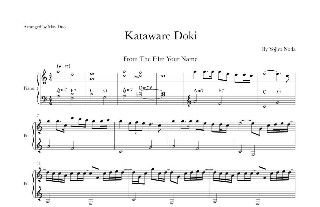 Kataware Doki (arr. Mav Duo)