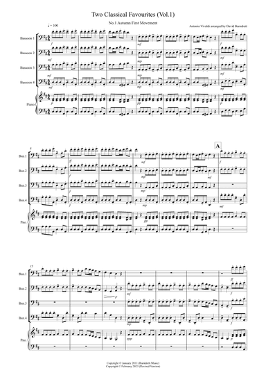 2 Classical Favourites for Bassoon Quartet (volume one) (arr. David Burndrett)