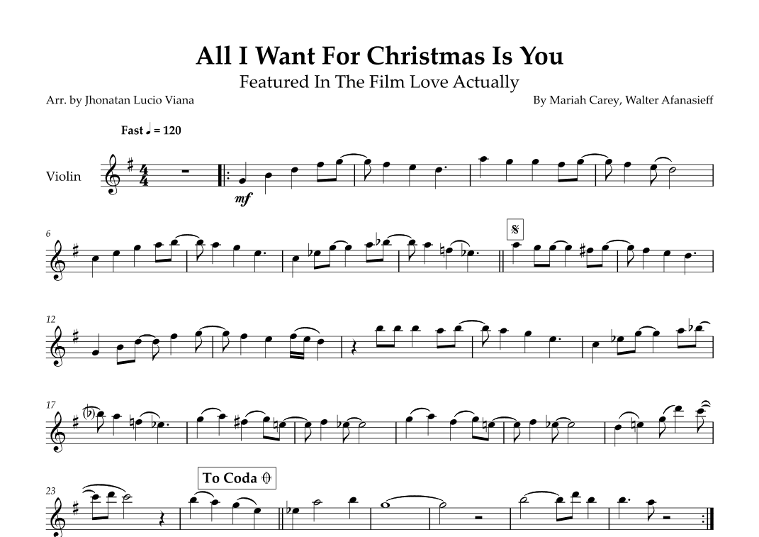 All I Want For Christmas Is You (arr. Jhonatan Lucio Viana)