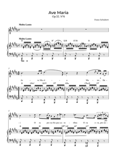 Ave Maria Schubert - Tenor with chords in B (arr. Alex Nunes Rodrigues)