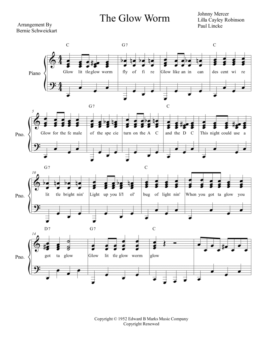 The Glow Worm (arr. Bernie Schweickart)