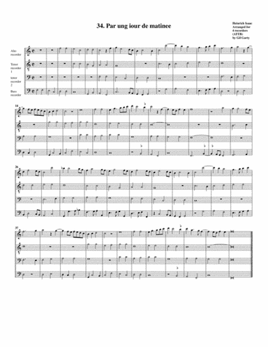 34. Par ung iour de matinee (arrangement for 4 recorders) (arr. Gil Garty)