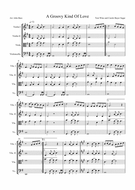 A Groovy Kind Of Love (arr. John Bass - Music & Strings)