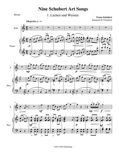 Nine Schubert Art Songs (arr. Kenneth D. Friedrich)