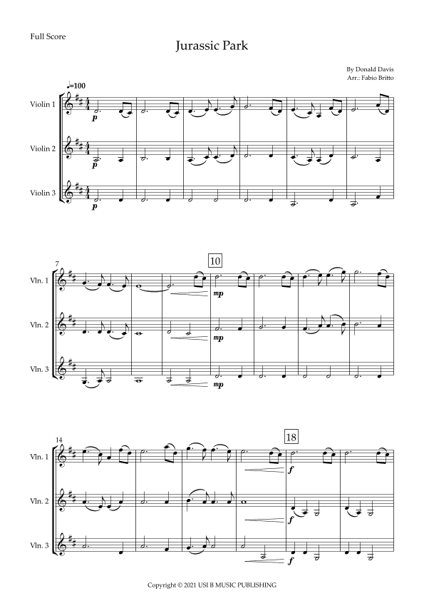 Jurassic Park Iii (arr. Fabio Britto)