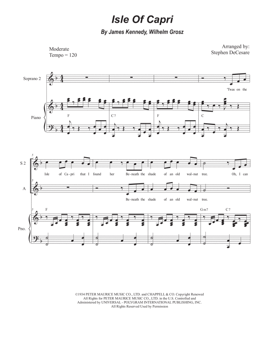 Isle Of Capri (arr. Stephen DeCesare)