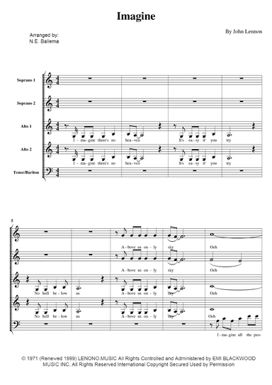 Imagine (arr. N.E. Ballema)