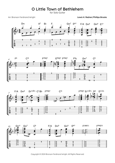 O Little Town of Bethlehem (arr. Bronson Ferdinand Wright)