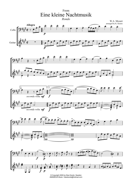 Rondo and Romance (abridged) for cello and guitar (arr. Amadeus Music)
