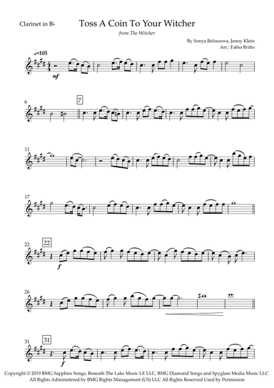 Toss A Coin To Your Witcher (arr. Fabio Britto)