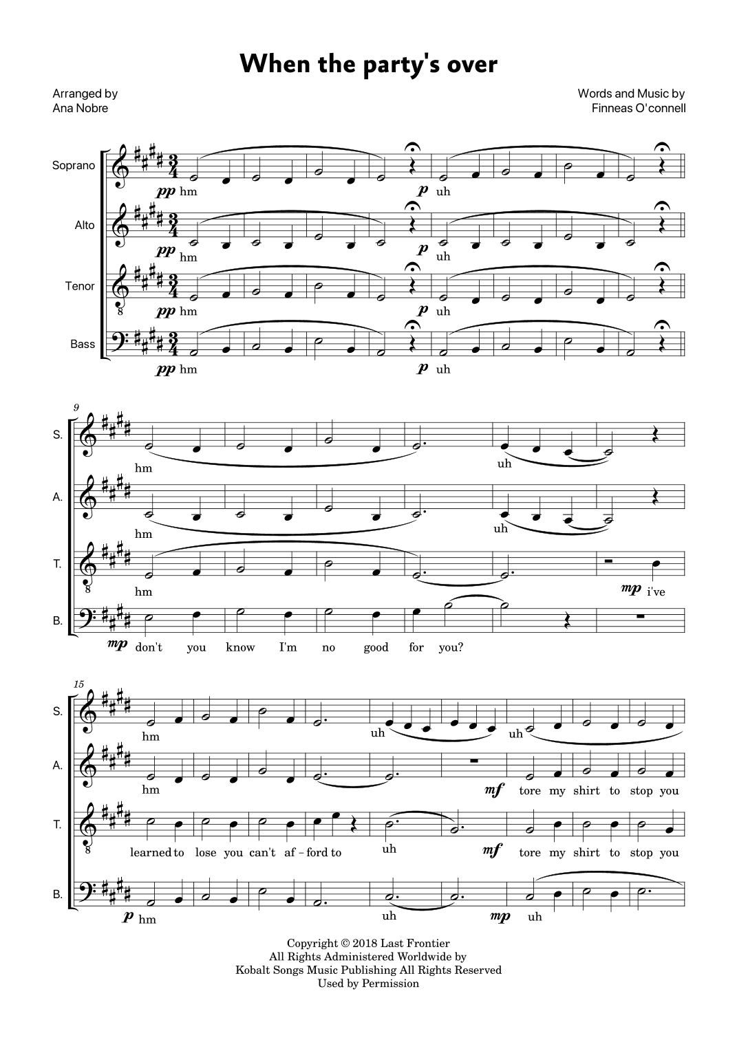 When The Party's Over (arr. Ana Nobre)