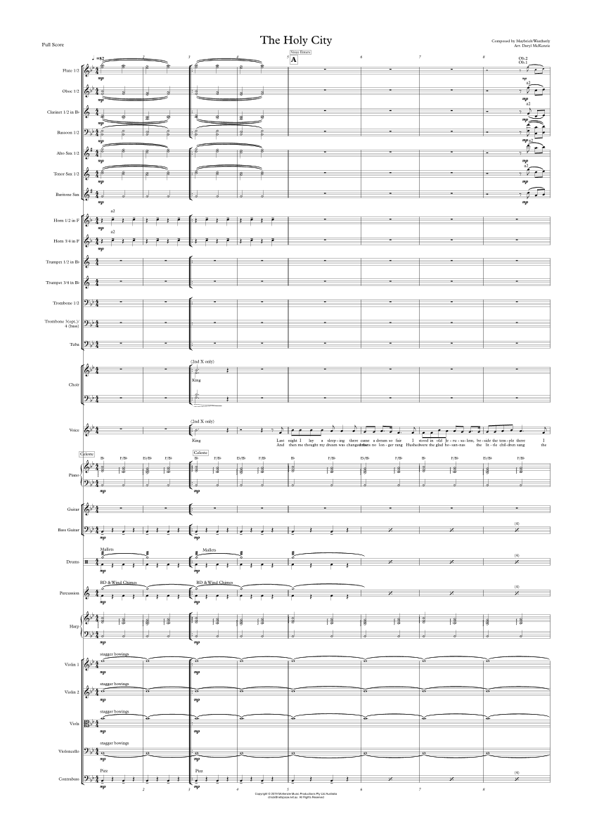 The Holy City - Pops Orchestra, Choir and Voice Key of Bb (arr. Daryl McKenzie)