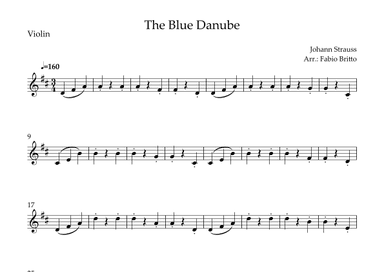 The Blue Danube (Waltz by Johann Strauss) for Violin Solo (arr. Fabio Britto)