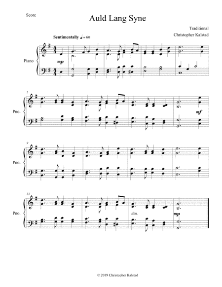 Auld Lang Syne (Piano Solo) (arr. Christopher Kalstad)