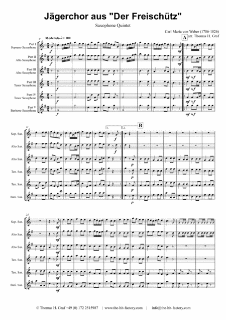 Jaegerchor - Der Freischuetz C.M.Weber - Saxophone Quintet (arr. Thomas H. Graf)