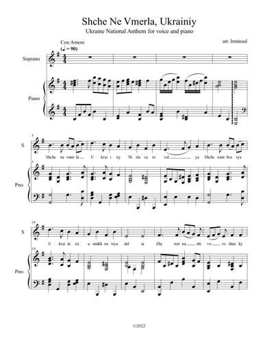 Schche Ne Vmerla, Ukrainiy  (Ukraine Has Not Yet Perished) (arr. Irminsul)