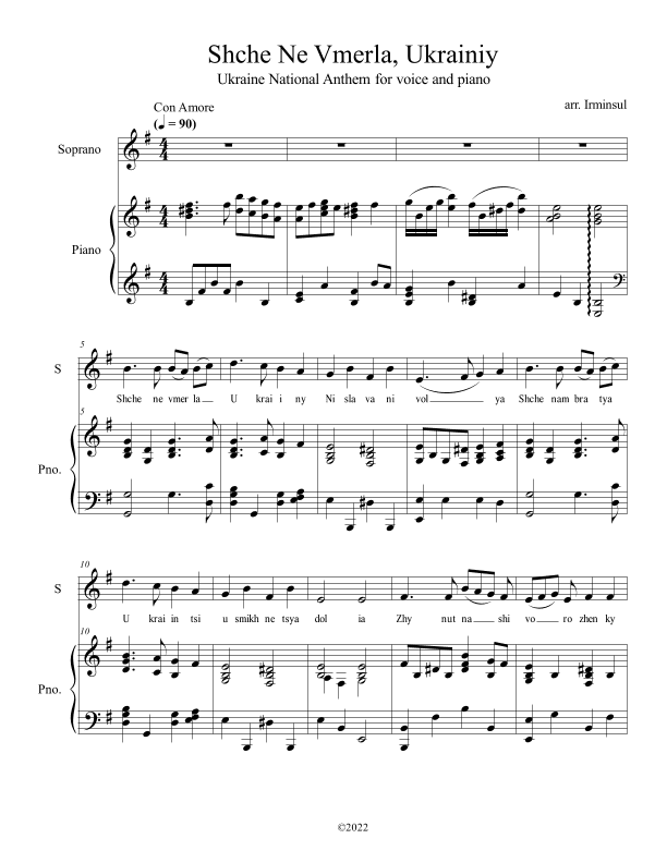 Schche Ne Vmerla, Ukrainiy  (Ukraine Has Not Yet Perished) (arr. Irminsul)