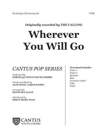 Wherever You Will Go (arr. Keith McCauley)