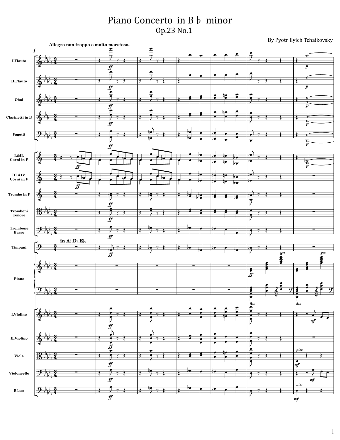 Tchaikovsky - Piano Concerto  in B? minor - Op.23 No.1 - 1st.Mov Original (arr. poon)