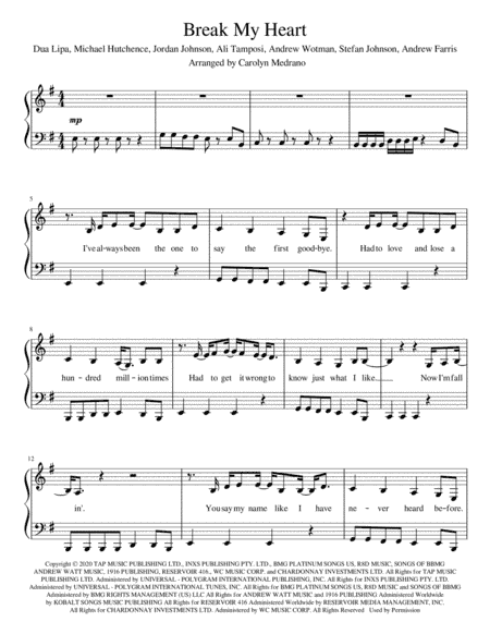 Break My Heart (arr. Carolyn Medrano)