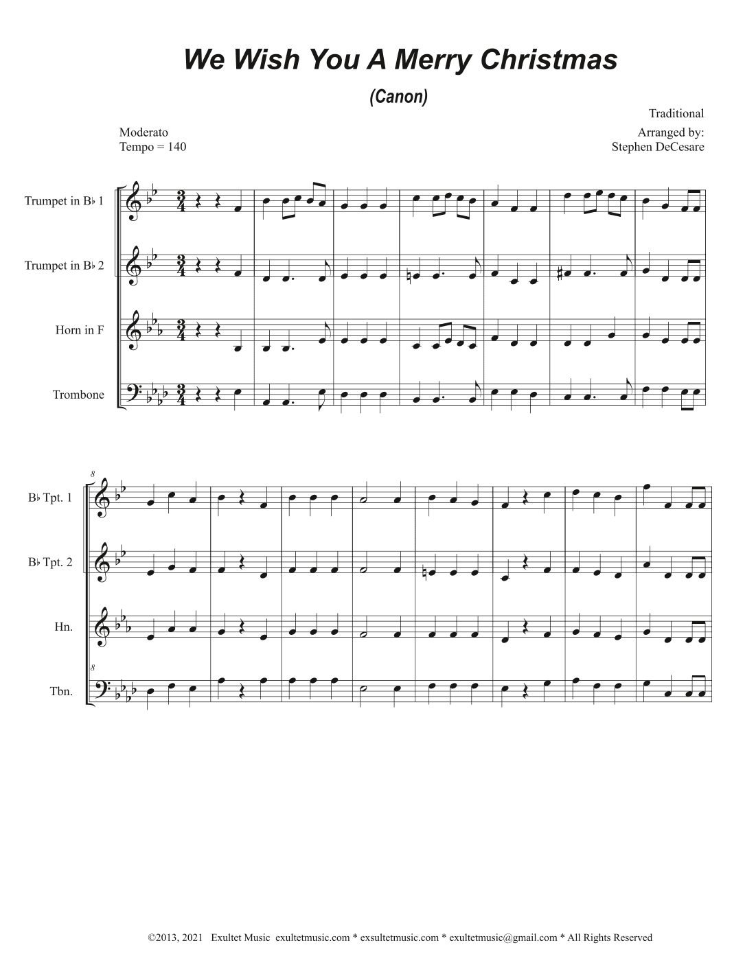 We Wish You A Merry Christmas (Canon) (Brass Quartet) (arr. Stephen DeCesare)