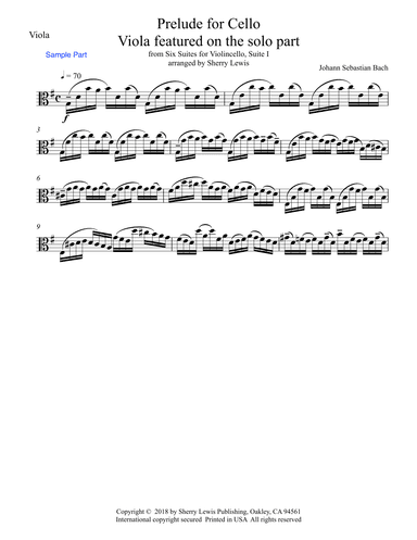 PRELUDE FROM CELLO SUITE NO. 1 by Bach' Features a Solo Viola (arr. Sherry Lewis)