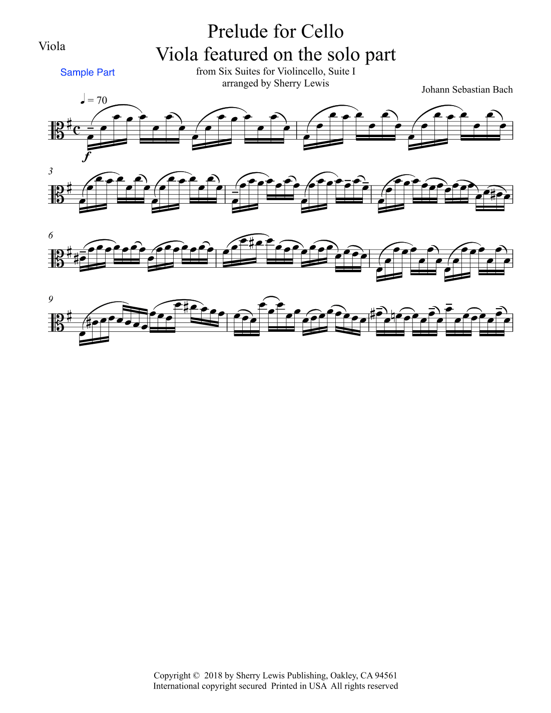 PRELUDE FROM CELLO SUITE NO. 1 by Bach' Features a Solo Viola (arr. Sherry Lewis)