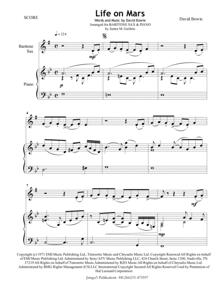 Life On Mars (arr. James M. Guthrie, ASCAP)