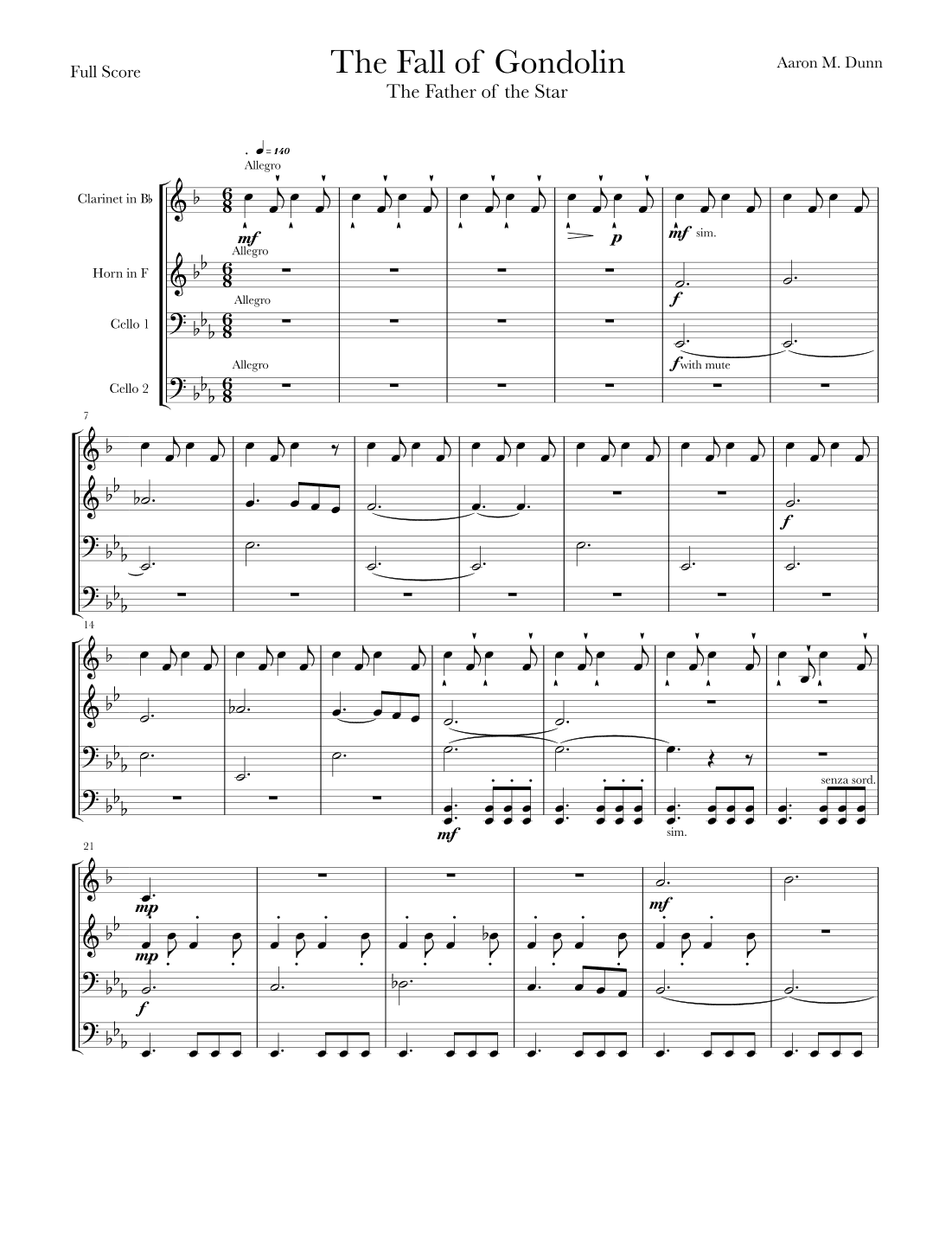 The Fall of Gondolin for Quartet (Movement II)